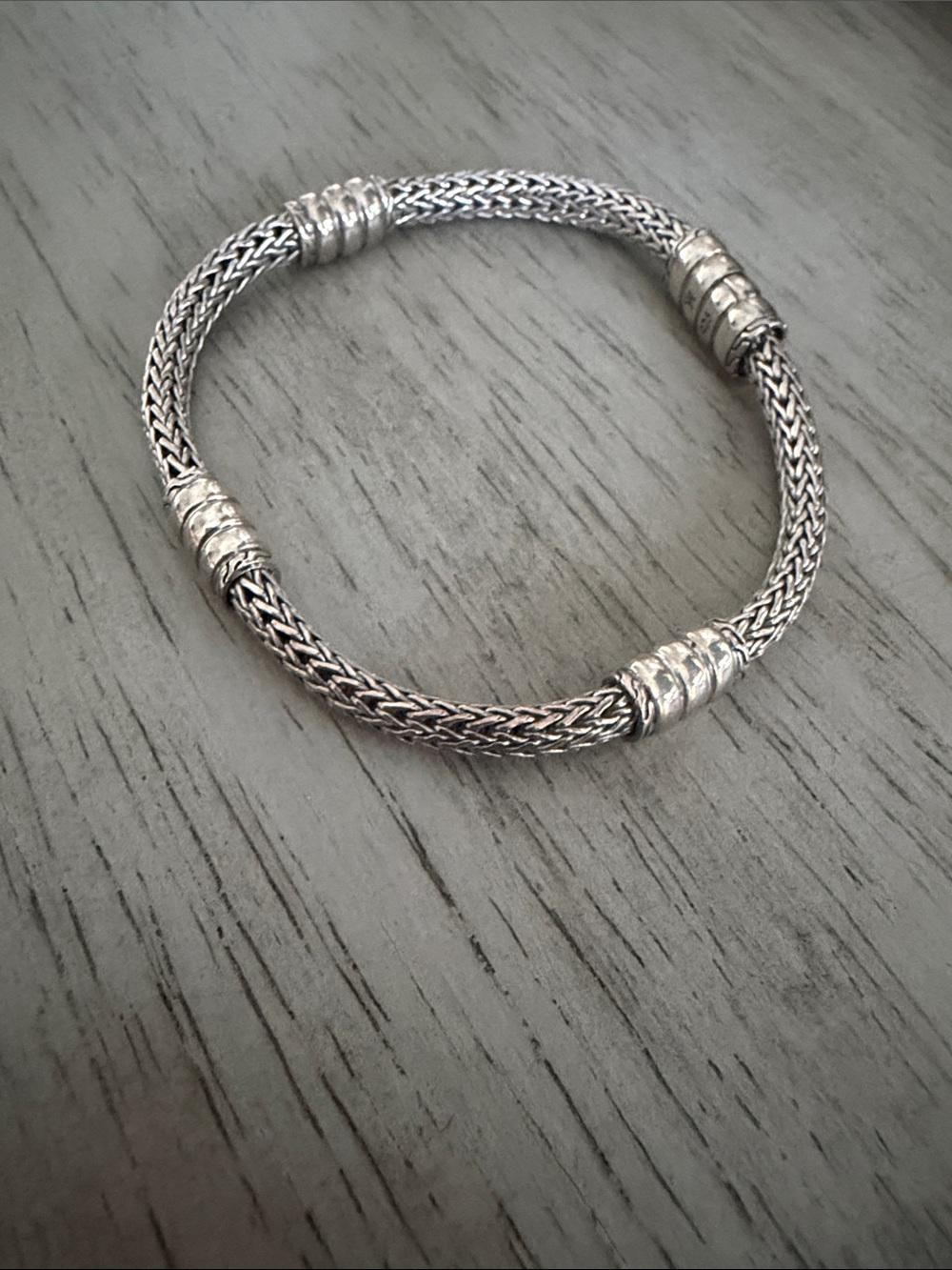 John Hardy Silver Braided Link Bracelet - Silver